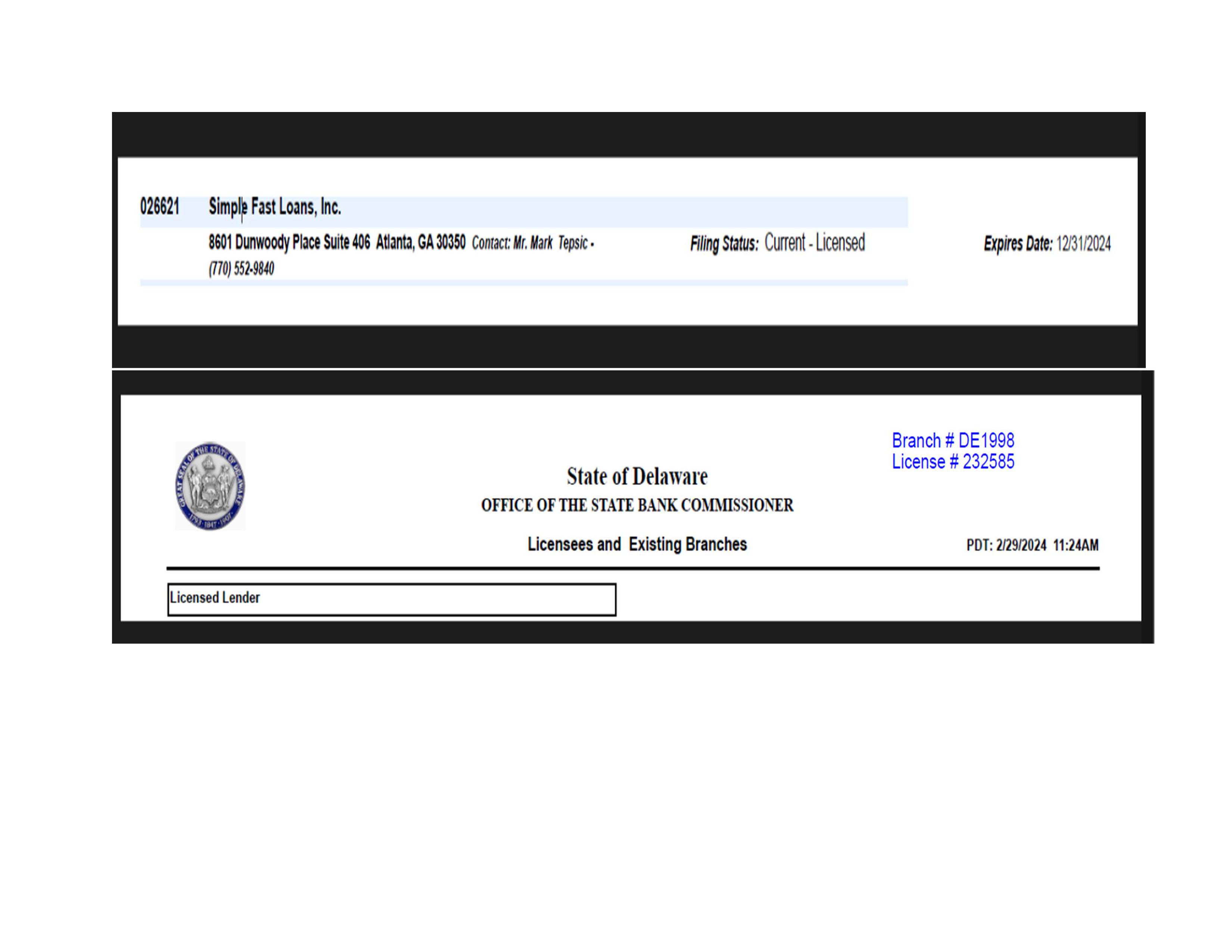 State License Disclosure