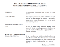 Delaware Itimization Charges