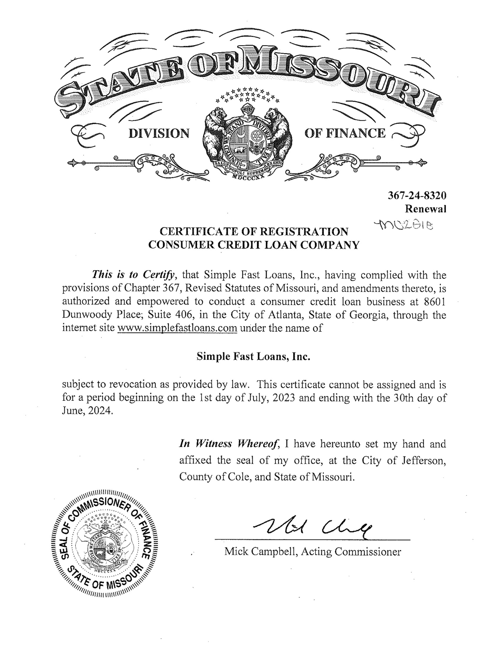 Missouri State License