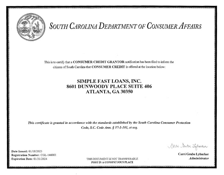 South Carolina State License