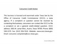 Texas Consumer Credit Notice